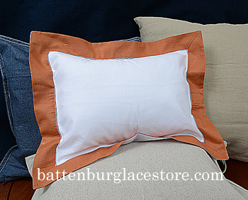 Standard Pillow Sham cover.20x26.White with RAW SIENNA color